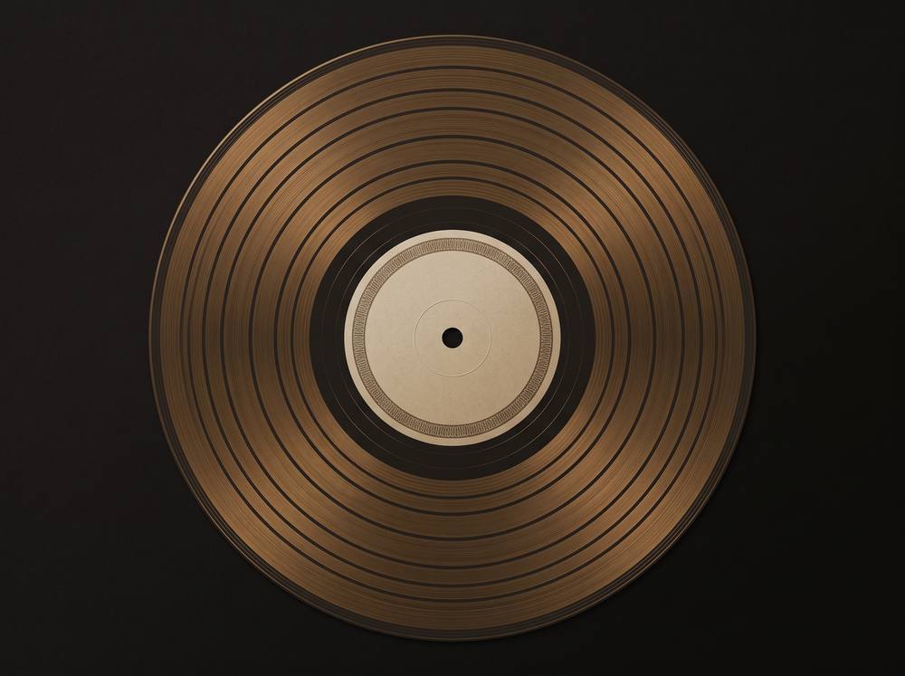 Vinyl record on a dark surface