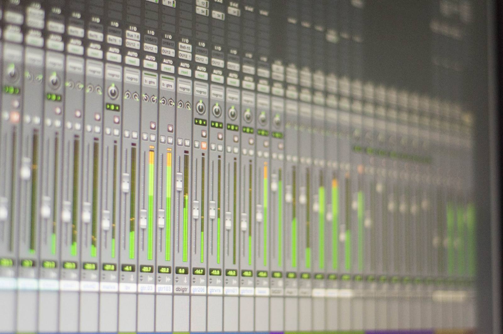 Close-up of a studio mixer